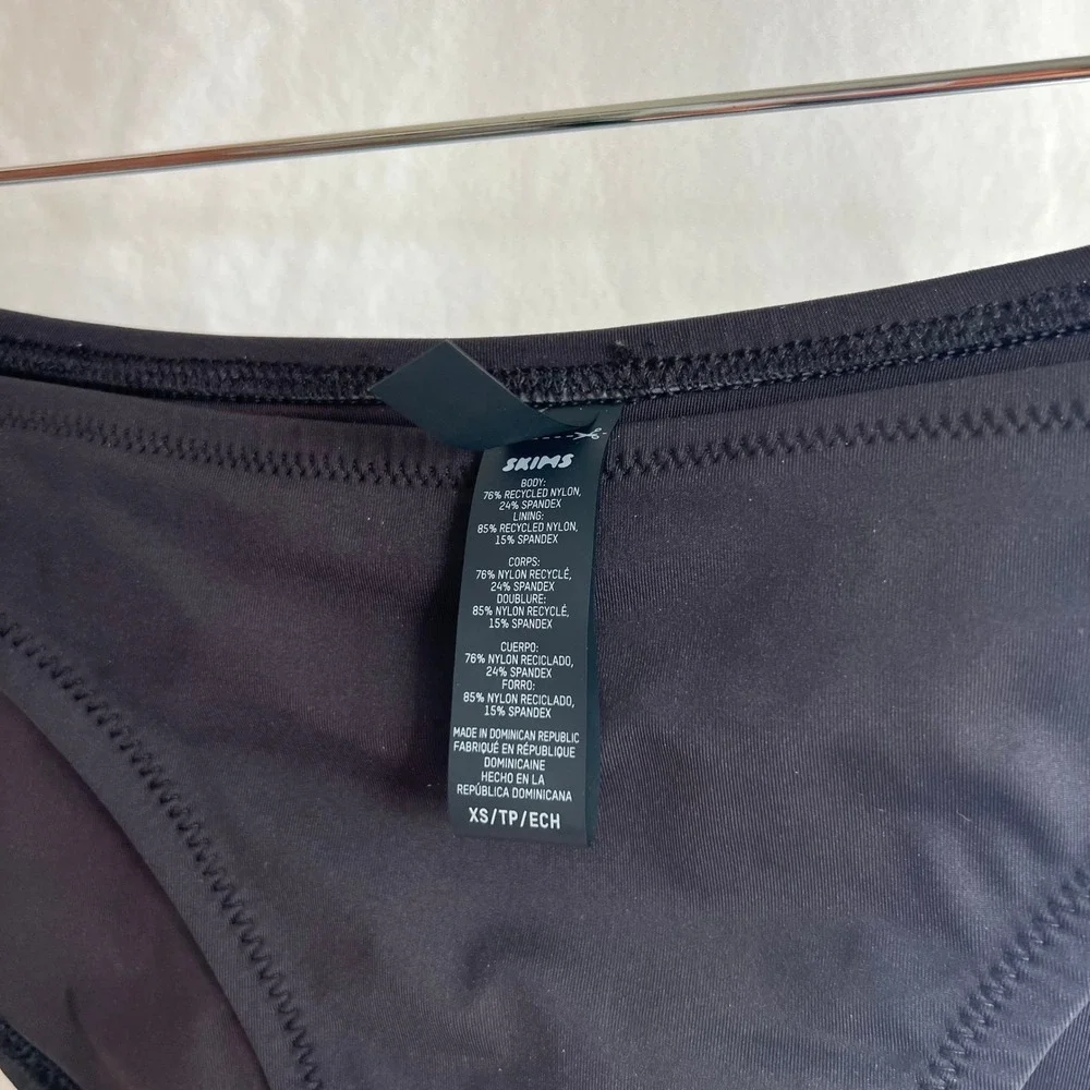 Skims Signature Swim Dipped Mid Coverage Bottom Onyx Black XS Bikini Bottoms